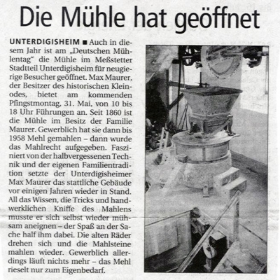 Pressebericht vom Mühlentag 2004