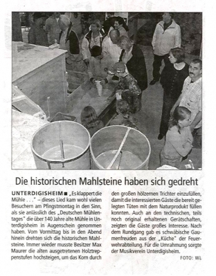 Pressebericht vom Mühlentag 2004